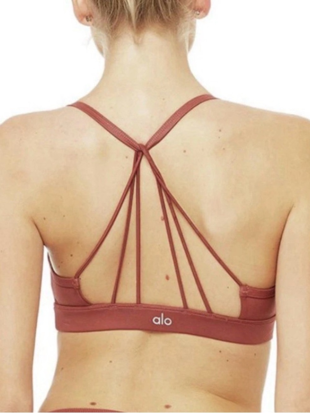 Alo Yoga Sunny Women’s Rust Strappy Back Sports Bra Size Medium